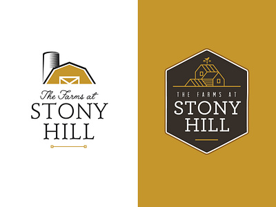The Farms at Stony Hill barn brand brand and identity branding developer farm farm logo farmhouse hill hills illustration logo logo concepts logo design real estate rustic stony hill