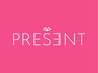 Present Logo (pink) birthday branding celebration delivery flat gift logo party pink rounded type typography