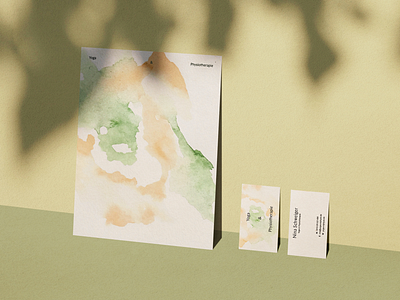 Yoga teacher letterhead & branding brand identity branding business card green letterhead orange print watercolor yoga