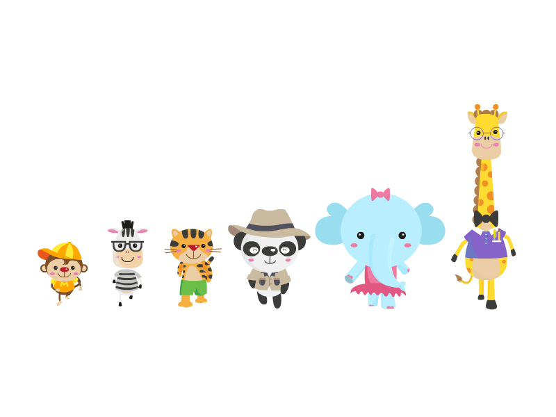 Family Walk animation cute flash animation giraffe monkey motion graphics panda tiger vector animation zebra