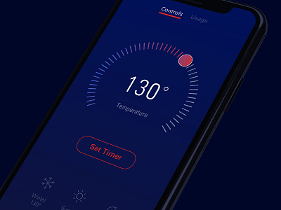 Heatworks Mobile UI cold connected home controls dark interface dial hot product design smart home temperature ui