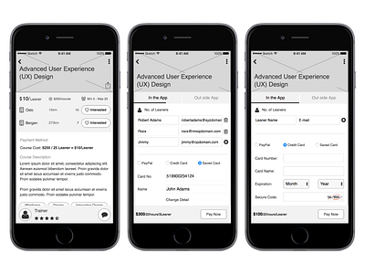 Kurs - Course - Detail and Payment Gateway adobe xd app axure concept design education education app educational interaction design ios lms mobile app mobile app design user center design user experience design ux wireframe wireframe design wireframe kit