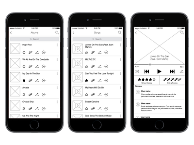 Music App Play List & Player axure concept design interaction design ios mobile app mobile app design music music app player songs ui user experience design ux wirefarme
