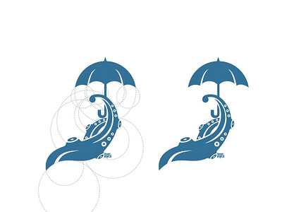 Octopus Tentacles Umbrella Dribbble animal goldenratio graphic graphicdesign illustration logo logogram mark octopus tentacle umbrella vector wild