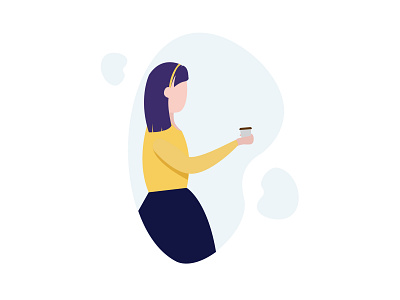 Coffee Girl flat girl illustration yellow