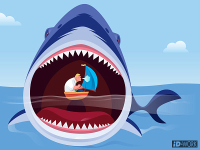 angry shark attacking businessman on boat adobe illustrator art attack cartoon character character art concept art design digitaldrawing graphic design graphicart graphics illustration illustrator shark vector vector artwork vectorart vectorgraphics vectorillustration