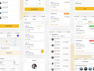 Trucking App app design cars design location neat payments profile tracking transport trucking app ui ux