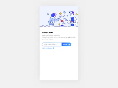 Share & Earn clean app design clear design driver gradient illustration mobile referral rider uxui white