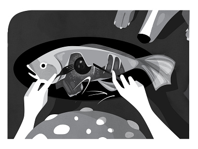 Inktober_2018 SPELL black white fish inktober inktober2018 spell vector vector art