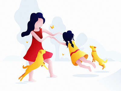 Happiness charity dance design dogs family family guy flat happy happy face illustration illustrator kid love minimalism