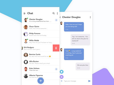 Chat app blue clean design mobile simple ui ux