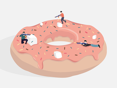 Sweet War doughnut graphic design illustration isometric nerf gun nerf war vector vector art