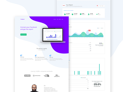 Truereport 2x app blue clean dashboard graph landing lightblue psd report tool ui ux web webdesign