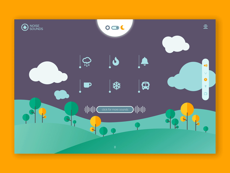 Noise Sounds Homepage Animation animation best designer concept design homepage illustration interaction interface motion nature sounds special ui uidesigner web web design webdesig webdesigner website wordpress