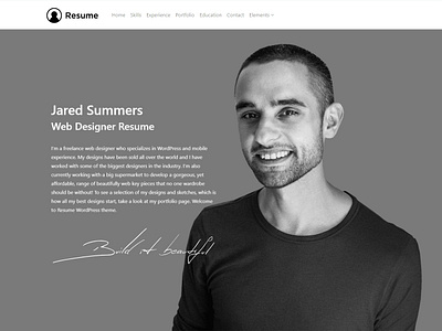 Resume WordPress Theme - CV Site Builder cv design cv template cvv design landing page page builder plugins portfolio responsive site builder template theme typography ui ux v card web design web development wordpress