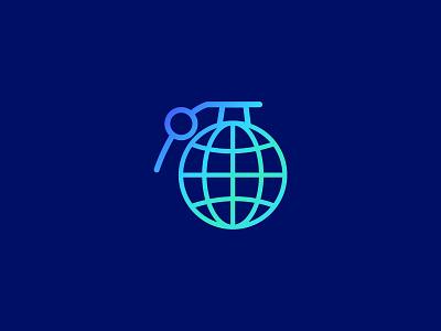 Globe Grenade logo/mark attack blast bomb boom burn damage danger dangerous earth globe grenade icon identity logo mark military palattecorner power war weapon