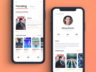 Tv Show Maniac app cinema clean concept design iphone x mobile movie netflix tv show ui ux