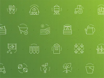 Gardening icons agriculture icons barn icon farmers market icons farming icons gardening icons growing food icons growing icons line icons nature icons outline icons planting icons sprouting icons