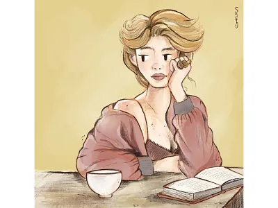 Contemplate design fashion girl illustration photostudy