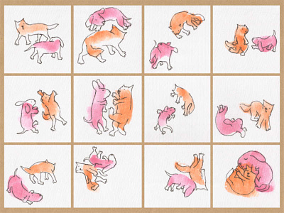 Bff animals animation cartoon drawing dynamic illustration line movement shapes watercolor