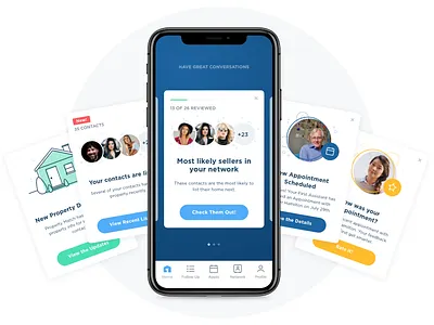 Recommendation Cards cards carousel homescreen mobile real estate agent recommendations ui