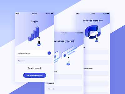 Welcome Illustrations - Investing app 📊💵 finance illustration ios isometric login onboarding register ui ui ux