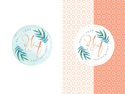 Holly Anne Photography, Secondary Logo & Brand Pattern brand and identity branding hawaii illustration logo logo design logo seal monogram palm leaf palm leaves pattern photographer photographer logo secondary logo secondary mark wedding photographer