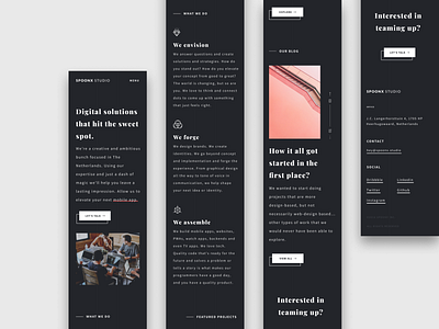 SpoonX Studio Homepage - Mobile agency black and white clean creative dark design layout minimal mobile typography ui ux