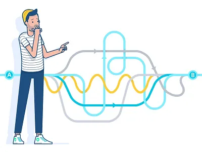 Decisions, decisions character character design characters design hipster illustration journey man map vector