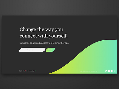Doremember Footer new design banner cta dark early access footer form signup social links wave