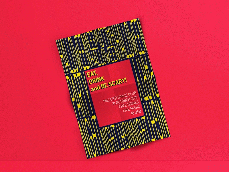 Typography Halloween Night Party Flyer animation candy flyer gifs halloween halloween night halloween party horror instagram lay out layouts netflix october event poster print design scary stop motion trick or treats typography words