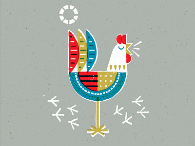 Rise and Shine 01 chicken geometric midcentury illustration retro retro colors vintage