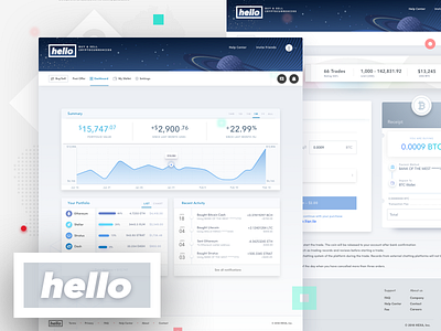 Hello Exchange Homepage bitcoin blockchain crypto crypto wallet dashboad design graph homepage investing minimal software ui ux web website