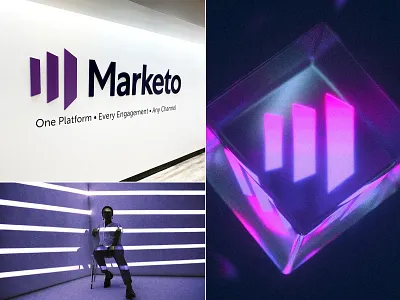 Marketo Rebranding brandin branding branding design clean doors focus lab growth identity logo logo design logotype m mark marketing marketo purple revenue simple
