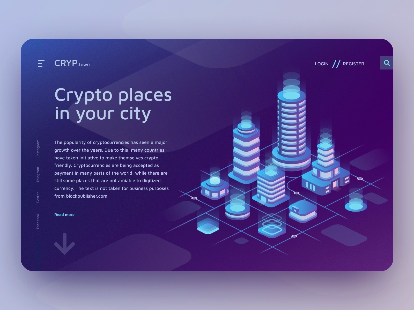 Illustration and the idea of the first screen of a crypto site by Aleksey  on Dribbble