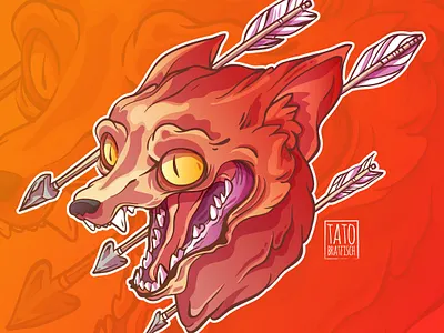 Fox and arrows arrow fox illustraion logo stiker vector art