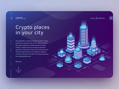 Illustration and the idea of the first screen of a crypto site affinity city creative crypto currency design figma flat future illustration isometria isometric landing page mining server site ui ux vector web webdesign website