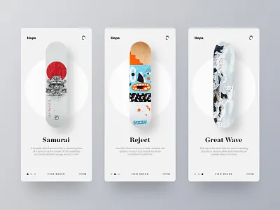 SkateBoard Decks app brand branding ecommence minimal skateboard slideshow ui ux web web design