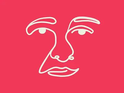 Contour Study II character contour flat illustration lines linework portrait red sketch vector