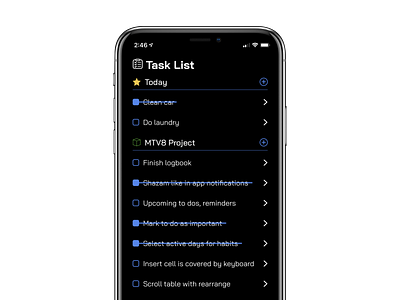 iOS Task list ios list mobile productivity tasks ui