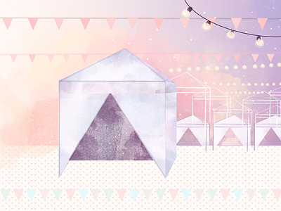 Marketplace adobe photoshop cc animation still concept concept art design digital 2d digital painting flags illustration lightbulbs marketplace peachy purple space stars tent