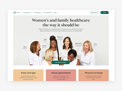 Maven Marketing Site healthcare landing start up tech web women women in tech