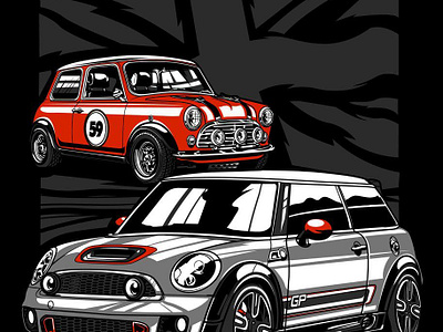 Mini cooper poster piece britan car gb mini poster vector