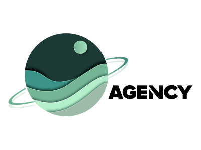 Agency Logo agency branding gradients green logo moon paper saturn sketch space