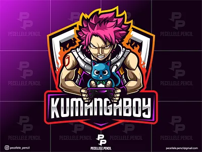 Natsu cartoon character controllerr design designer dragon slayer esport esports fairy tail gamer gaming happy logo mascot natsu ps4 streamer twitch vector xbox