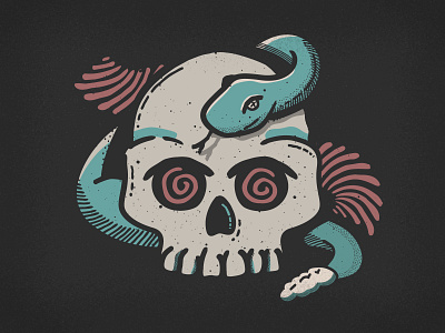 Day 4: Spell brush drawlloween illustrator inktober retro supply co skulls snake spell vector