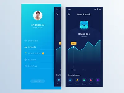 Side Nav angga risky icon illustration ios mobile ui ui design ux wireframe