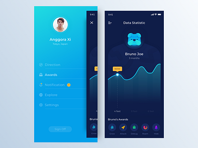 Side Nav angga risky icon illustration ios mobile ui ui design ux wireframe