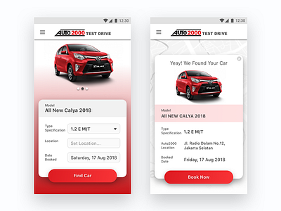 Exploration Booking Car Test Drive car car app car dealer driver ui ux