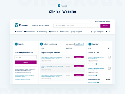 Pearson Clinical Ecommerce Checkout Cart checkout design ecommerce interface product shopping cart ui ux website